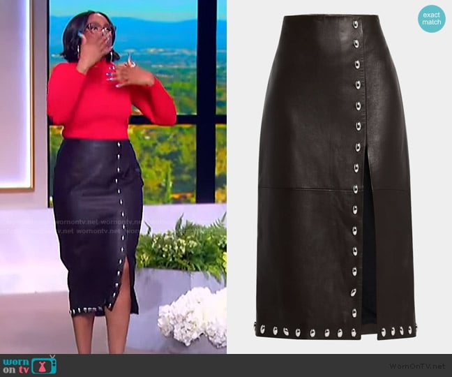 A.L.C. Naomi Stud-Embellished Faux Leather Midi Skirt