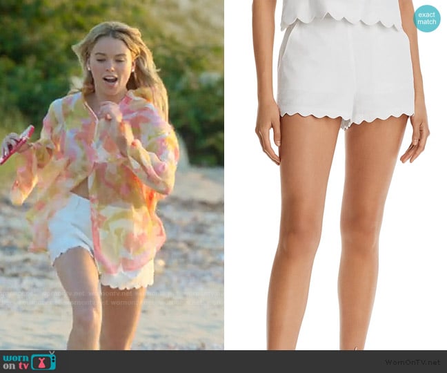 Aqua Scalloped Shorts worn by Simone DeWitt (Milly Alcock) on Sirens