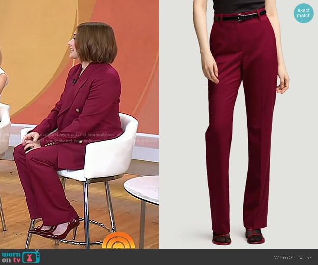 Argent Straight Leg Trouser in Seasonless Wool Burgundy worn by Alyson Hannigan on Today