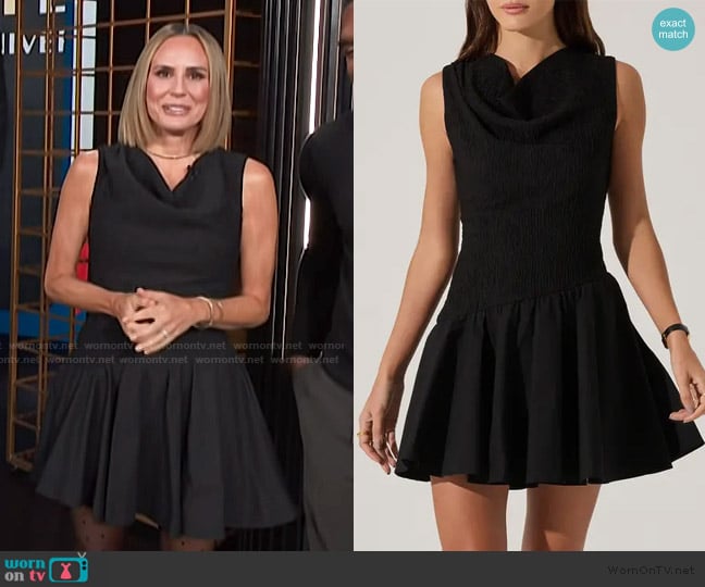 ASTR the Label Cowl Neck Mixed Media Minidress worn by Keltie Knight on E! News