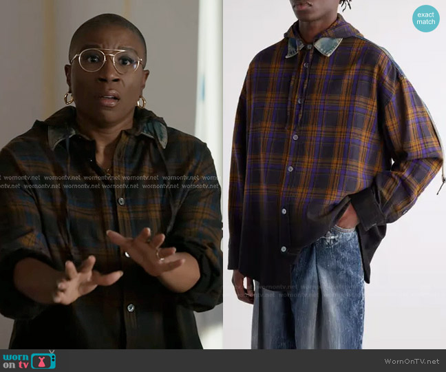 Acne Studios  Check Button-Up Overshirt worn by Henrietta Wilson (Aisha Hinds) on 9-1-1