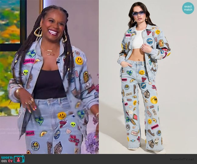 Tabitha’s patch denim jeans on The Jennifer Hudson Show