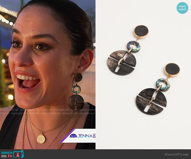 Akola Abalone Shell Horn Statement Sculptural Drop Earrings worn by Donna Farizan on Today