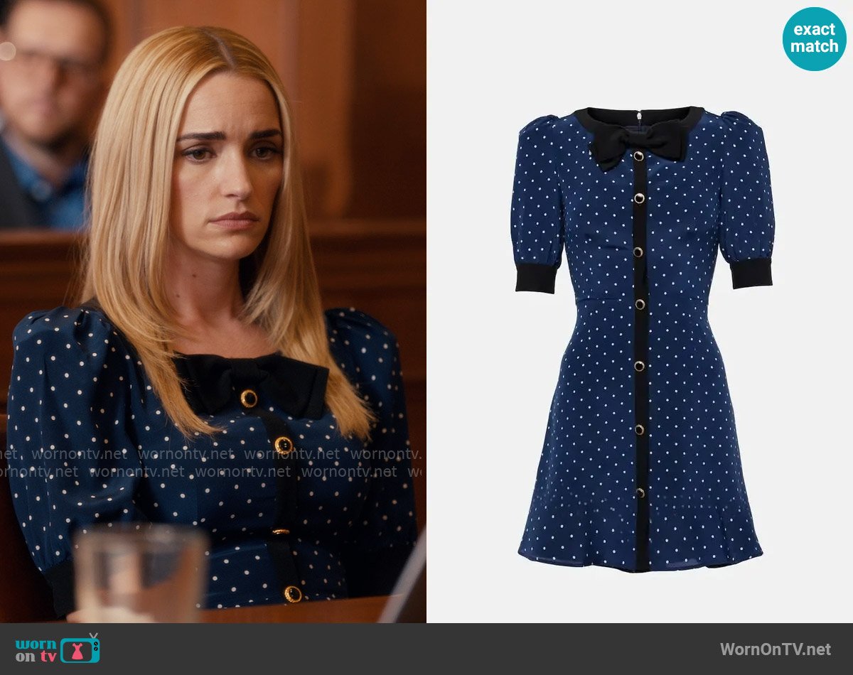 Alessandra Rich Silk polka dot mini dress worn by Georgia Miller (Brianne Howey) on Ginny & Georgia