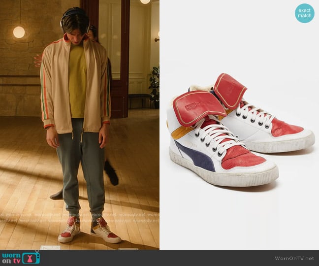 Alexander McQueen x Puma Leather Hight Top Sneakers worn by Tobias (Gideon Glick) on Etoile