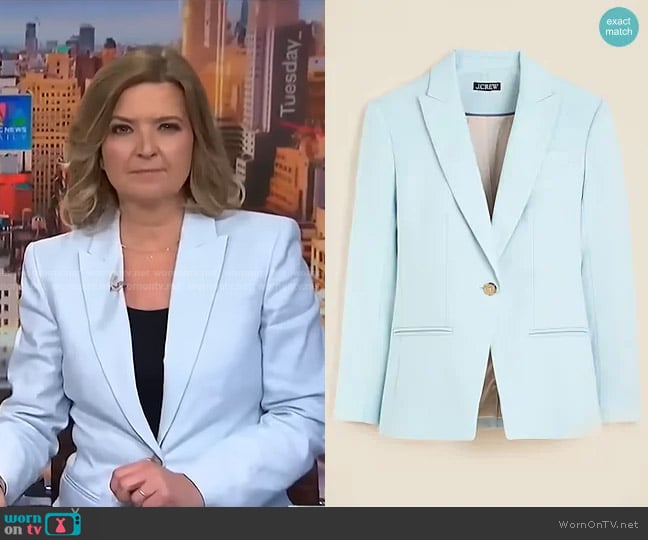 J. Crew Alexandra Blazer in stretch linen blend in Edgewater worn by Christine Romans on NBC News Daily