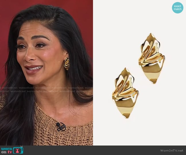 Alexis Bittar Crumpled Gold Small Post Earrings worn by Nicole Scherzinger on Today