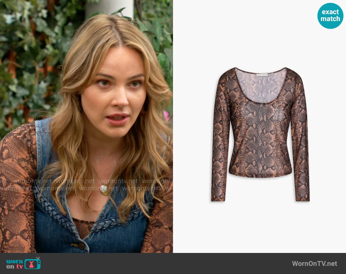 Tessa’s snake print top on The Young and the Restless