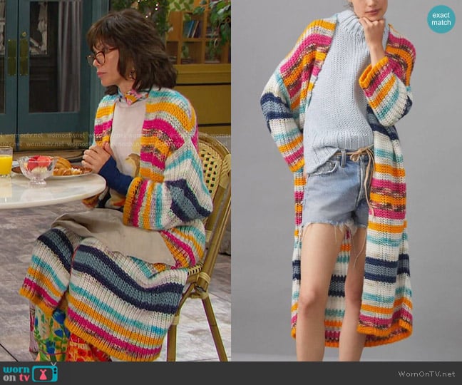 Anthropologie Rainbow Duster Cardigan worn by Susan Banks (Stacy Haiduk) on Days of our Lives
