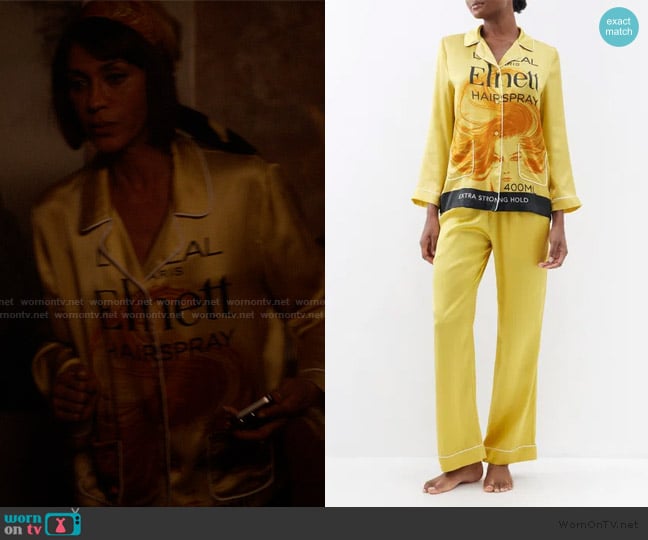 Anya Hindmarch Elnett-Print Silk Pyjamas worn by Lisa Todd Wexley (Nicole Ari Parker) on And Just Like That