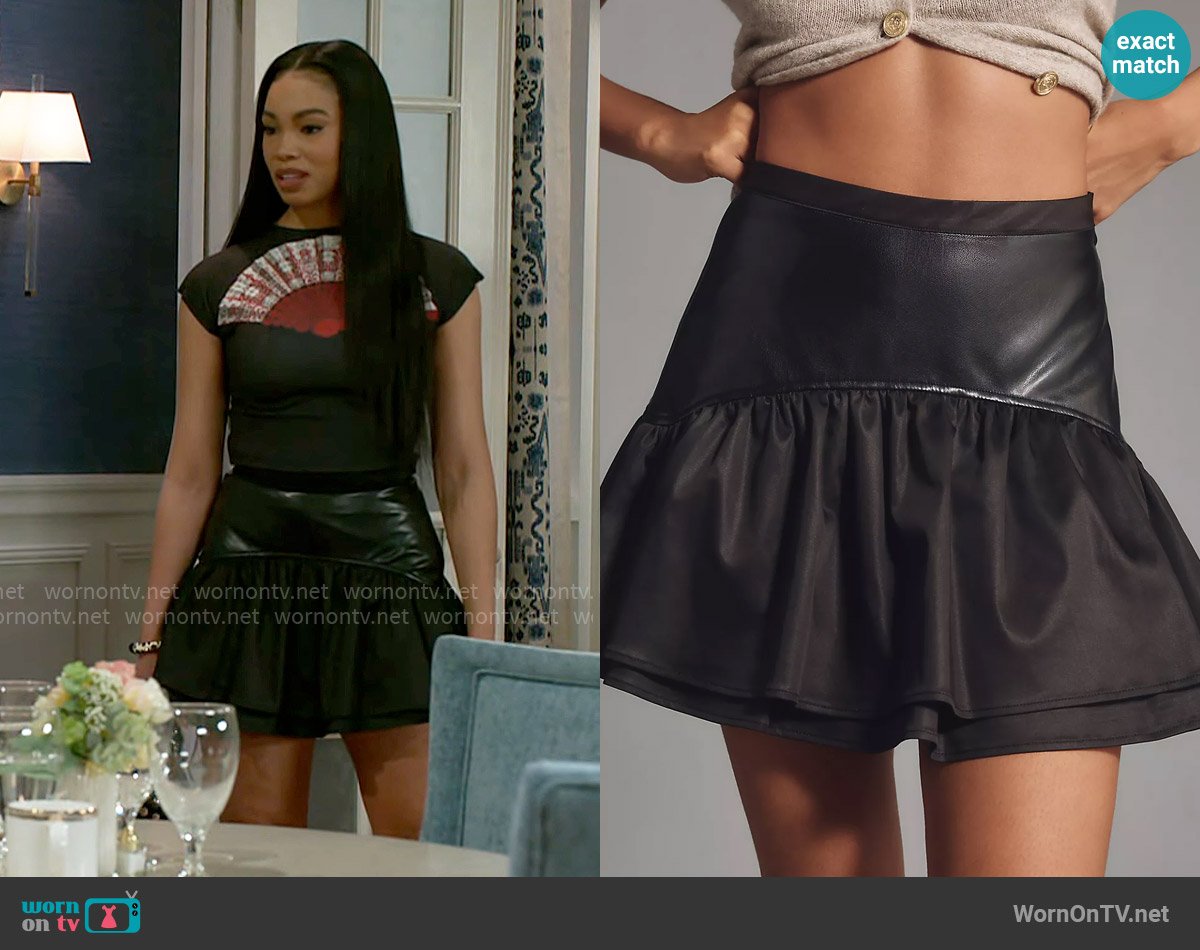 Avec Les Filles Faux-Leather Mini Skirt worn by Chelsea Hamilton (RhonniRose Mantilla) on Beyond the Gates