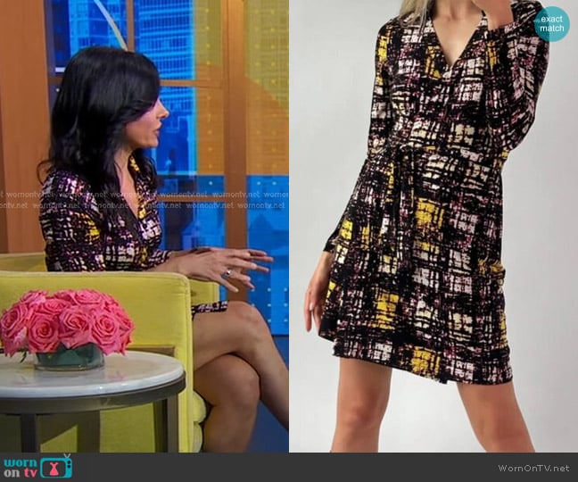 Bcbgmaxazria Geometric Print Wrap Dress worn by Dr. Tara Narula on Good Morning America