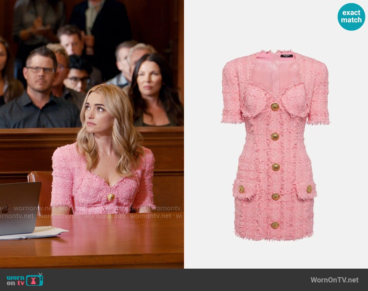 Balmain Cotton-blend tweed bustier dress worn by Georgia Miller (Brianne Howey) on Ginny & Georgia