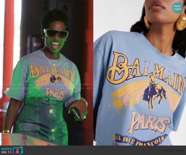 Balmain Logo cotton T-shirt worn by Shamea Morton Mwangi on The Real Housewives of Atlanta