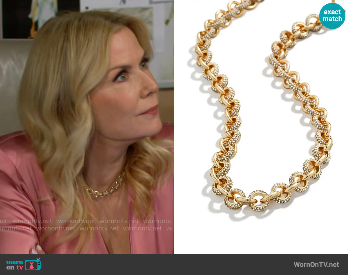 Baublebar Pavé Chain Link Necklace worn by Brooke Logan (Katherine Kelly Lang) on The Bold and the Beautiful