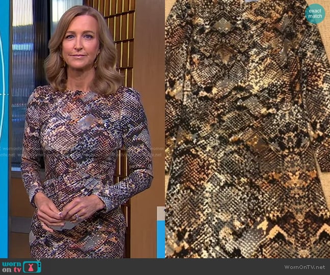 Blumarine Vintage Embellished Snake Print Dress worn by Lara Spencer on Good Morning America