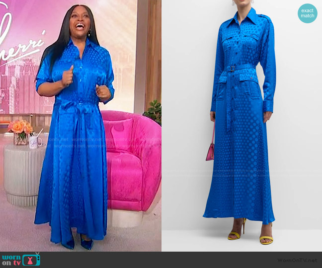 Christopher John Rogers Belted polka-dot satin-jacquard maxi shirt dress worn by Sherri Shepherd on Sherri