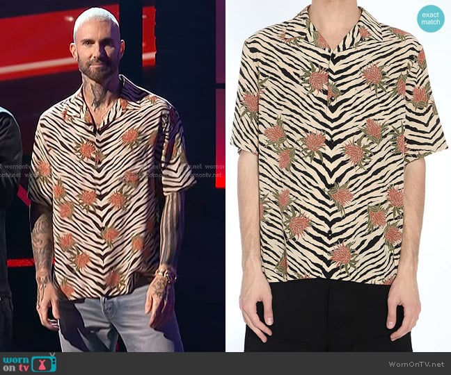 Celine Hawaiian Silk Shirt worn by Adam Levine on The Voice