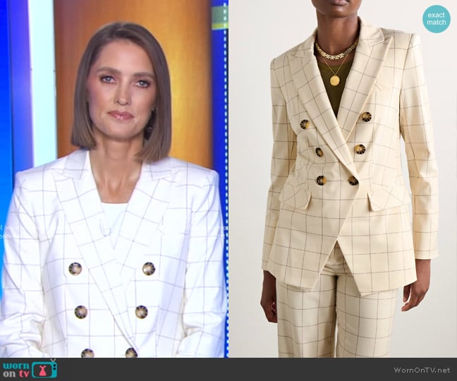 Veronica Beard Charleston Dickey Jacket in Ecru Deep Ochre worn by Kayna Whitworth on Good Morning America