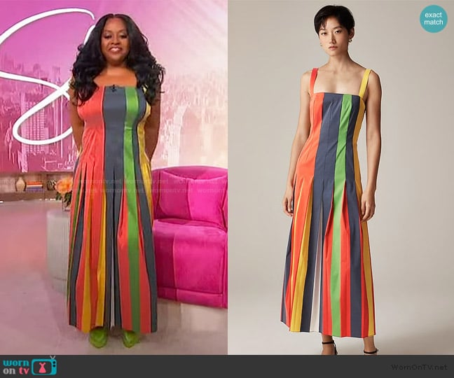 Christopher John Rogers x J. Crew Pleated dress in striped stretch taffeta worn by Sherri Shepherd on Sherri