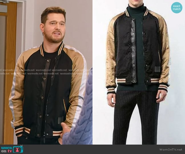Coach Reversible Leather Souvenir Jacket worn by Michael Bublé on The Voice