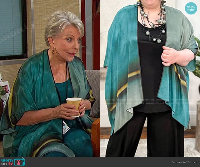 Cocoon House Silk Long Kimono in Eventide worn by Julie Olson Williams (Susan Seaforth Hayes) on Days of our Lives