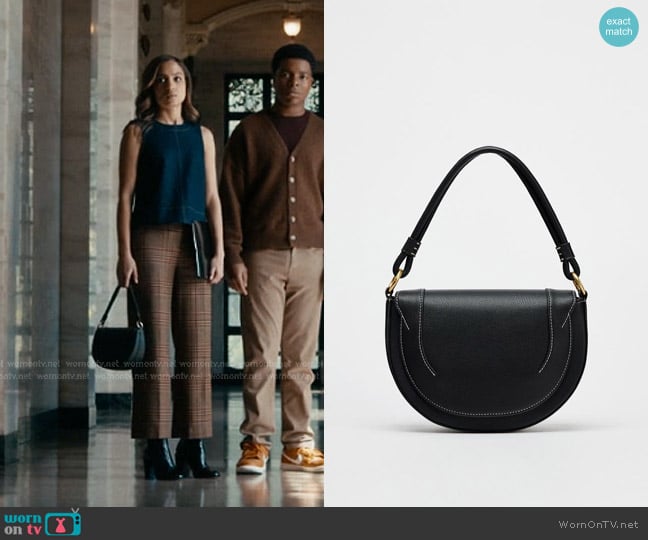 Zara Contrasting Topstching Crossbody Bag worn by May Grant (Corinne Massiah) on 9-1-1