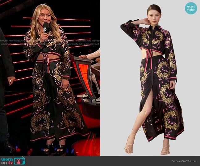 Cynthia Rowley Marseille Shirt and Skirt worn by Mikaela Shiffrin on The Voice