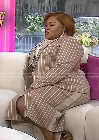 Da’Vine Joy Randolph’s brown stripe blazer and skirt on Today