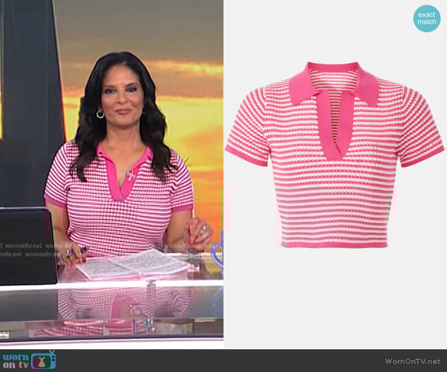 Derek Lam 10 Crosby x RTR Collared Knit Top worn by Darlene Rodriguez on Today