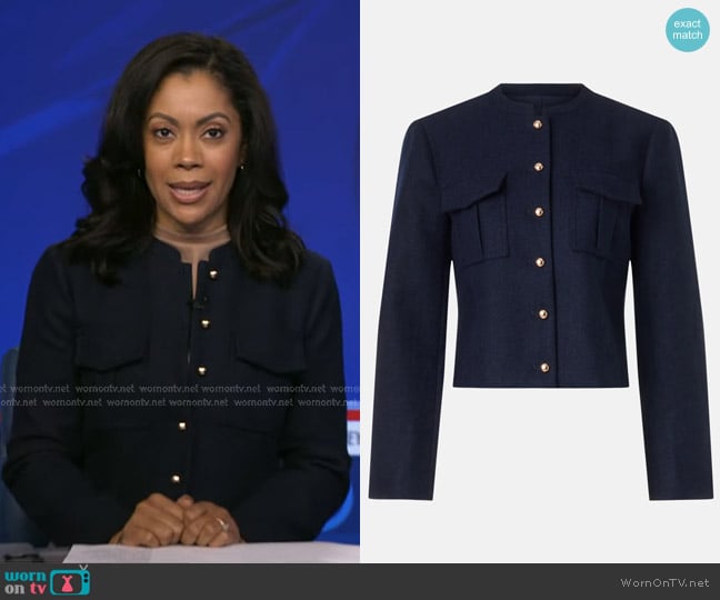 Derek Lam 10 Crosby x RTR Pocket Detail Button Up Jacket worn by Shirleen Allicot on Good Morning America