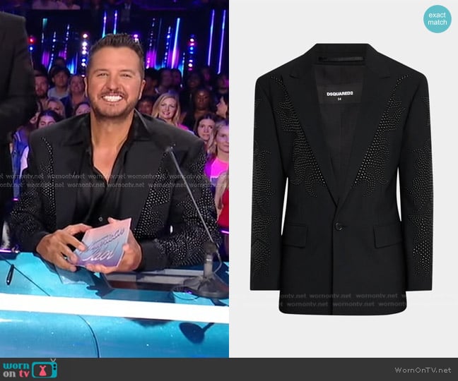 Dsquared2 Wrestlemania Embellished Blazer worn by Luke Bryan on American Idol
