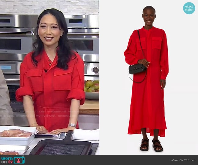 Eudon Choi Virgin Wool Maxi Dress in Red worn by Judy Joo on Today