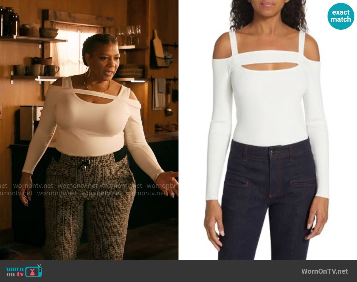 Elie Tahari Cutout Off Shoulder Sweater worn by Robyn McCall (Queen Latifah) on The Equalizer