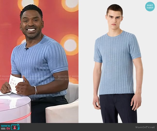 Emporio Armani Stripe T-Shirt worn by Justin Sylvester on Today