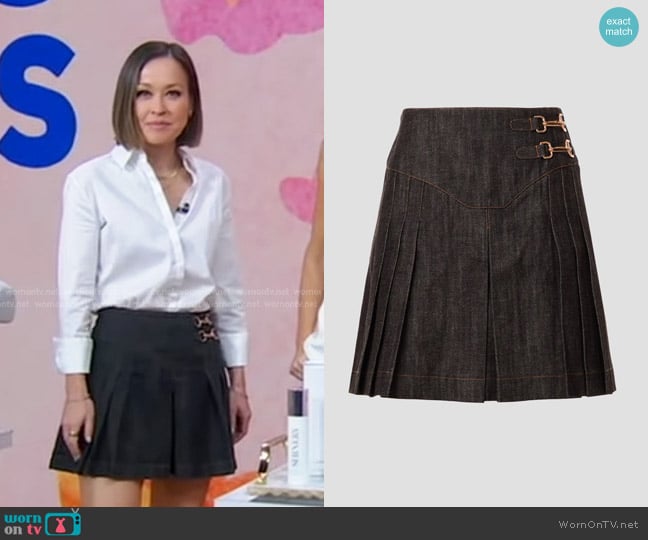 Esteban Cortazar Pleated Mini Skirt worn by Eva Pilgrim on Good Morning America