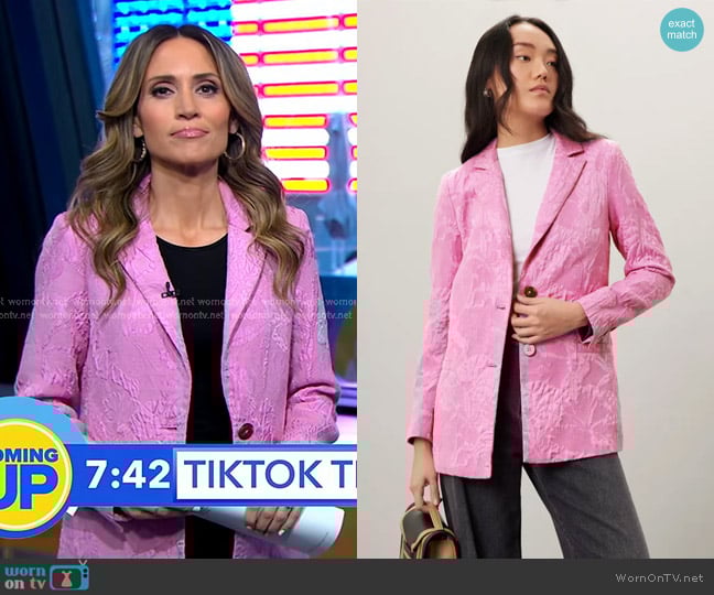 Scotch & Soda Floral Jacquard Blazer worn by Rhiannon Ally on Good Morning America