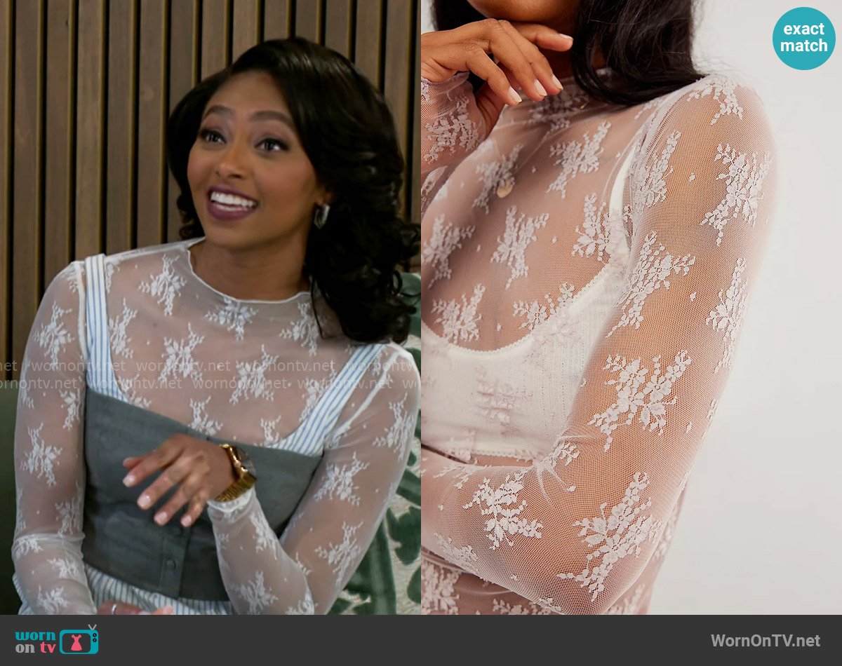 Free People Lady Lux Layering Top in Grey Lilac worn by Kat Richardson (Colby Muhammad) on Beyond the Gates