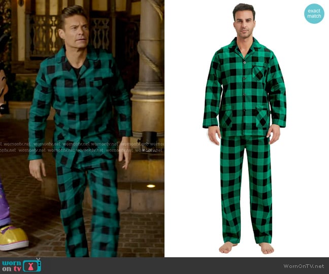 Global Long Sleeve Flannel Pajamas Sets worn by Ryan Seacrest on American Idol