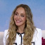 Gabrielle Bernstein’s white contrast trim tweed jacket and shorts on Today