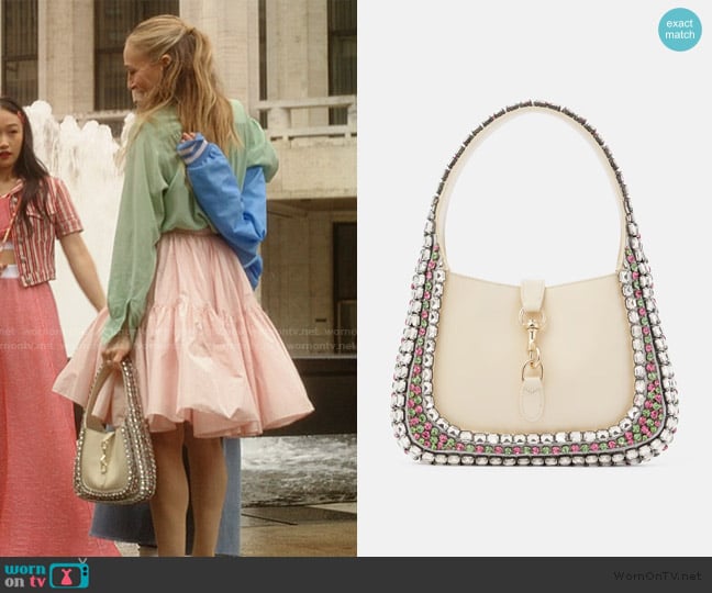 Gucci Jackie Small crystal-embellished leather shoulder bag worn by Carrie Bradshaw (Sarah Jessica Parker) on And Just Like That