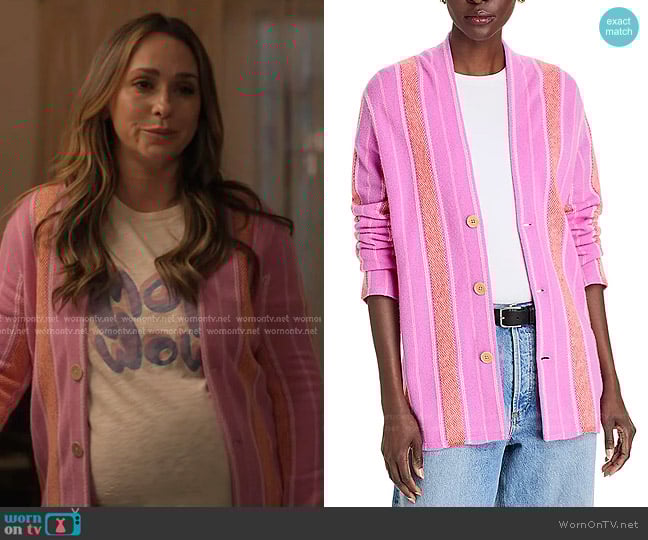 Guest in Residence Baja Everywear Striped Cashmere Cardigan in Fuchsia worn by Maddie Kendall (Jennifer Love Hewitt) on 9-1-1