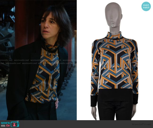 Hermes Carre Cube Turtleneck Sweater worn by Genevieve Lavigne (Charlotte Gainsbourg) on Etoile