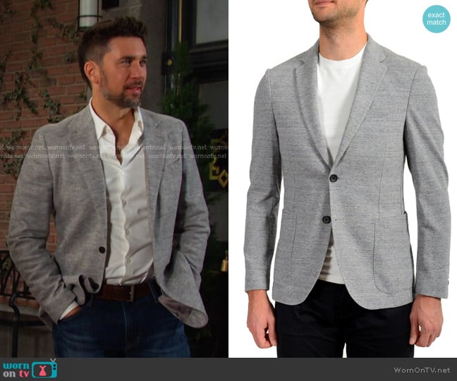 Hugo Boss Newon1-J Slim Fit Blazer in Gray worn by Chad DiMera (Billy Flynn) on Days of our Lives
