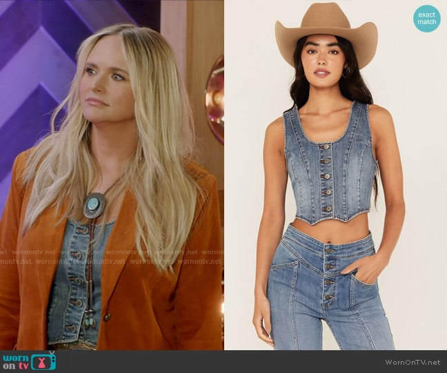 Idyllwind Ivywood Medium Wash Stretch Denim Vest worn by Miranda Lambert on American Idol
