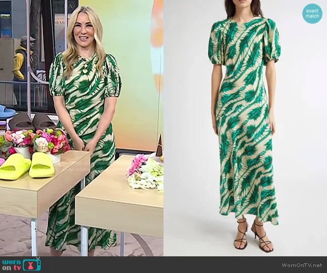 Chassie’s green leaf print dress on Today