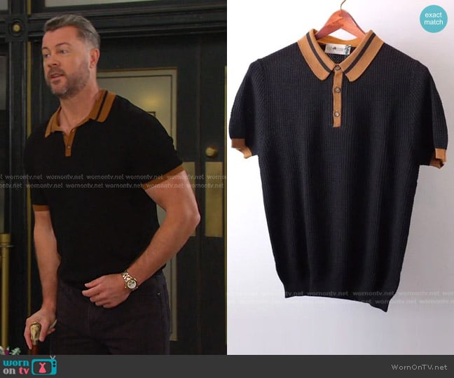 Irish Crone Knit Polo Shirt worn by EJ DiMera (Dan Feuerriegel) on Days of our Lives