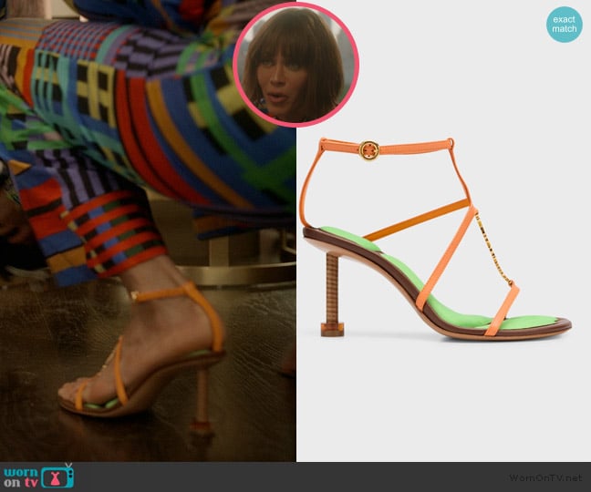 Jacquemus  Leather Ankle-Strap Sandals with Metal Signature worn by Lisa Todd Wexley (Nicole Ari Parker) on And Just Like That
