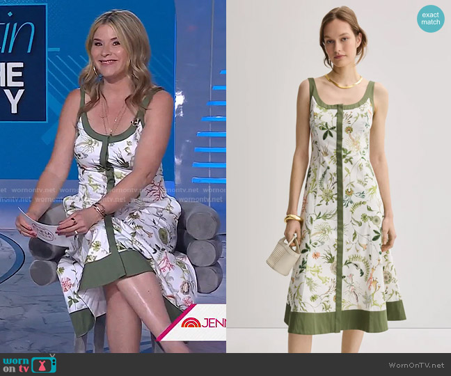 Jason Wu x RTR Color Block Trim Printed Dress worn by Jenna Bush Hager on Today