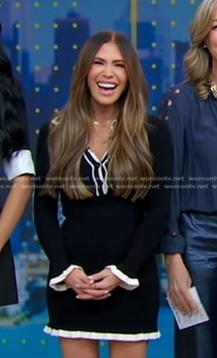 Jessi Ngatikaura’s black contrat trim polo dress on Good Morning America